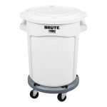 Rubbermaid® BRUTE 20 Gallon / 320 Cup White Round Mobile Ingredient Storage Bin with Lid
