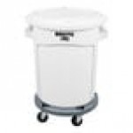 Rubbermaid® BRUTE 20 Gallon / 320 Cup White Round Mobile Ingredient Storage Bin with Lid