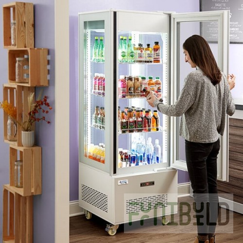 Avantco GD4C-15-HC White 4-Sided Glass Refrigerated Display Case
