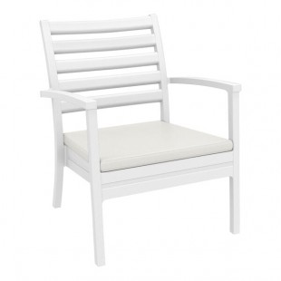 Siesta Artemis XL White Outdoor Club Arm Chair with Natural Sunbrella Cushion Siesta Artemis XL White Outdoor Club Arm Chair with Natural Sunbrella Cushion
