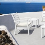 Siesta Artemis XL White Outdoor Club Arm Chair with Natural Sunbrella Cushion
