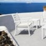 Siesta Artemis XL White Outdoor Club Arm Chair with Natural Sunbrella Cushion