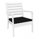 Siesta Artemis XL White Outdoor Club Arm Chair with Natural Sunbrella Cushion
