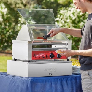 Avantco RG1818K2 18 Hot Dog Roller Grill with 7 Rollers, Sneeze Guard, and 64 Bun Cabinet - 120V, 590W Avantco RG1818K2 18 Hot Dog Roller Grill with 7 Rollers, Sneeze Guard, and 64 Bun Cabinet - 120V, 590W