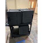 Lavex Medium Black 3-Shelf Utility Cart with Flat Top and Built-In Tool Compartment - 38