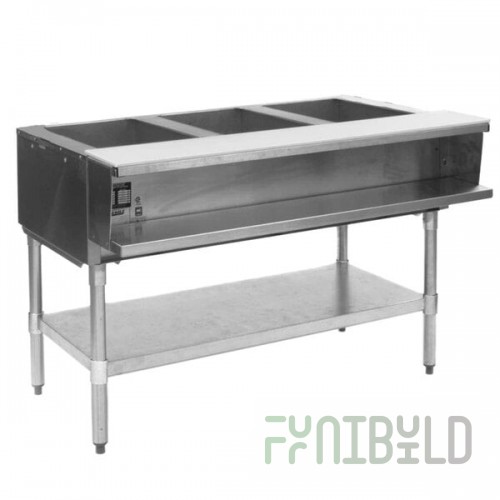 Eagle Group ASWT3 Natural Gas Three Pan Sealed Well Water Bath Steam Table with Stainless Steel Legs