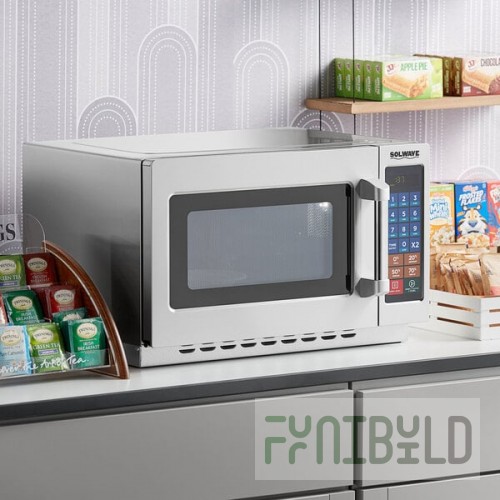Solwave 1000W Stackable Commercial Microwave with Large 1.2 cu. ft. Interior and Push Button Controls - 120V