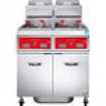 Vulcan 2VK45CF-1 PowerFry5 Natural Gas 90-100 lb. 2 Unit Floor Fryer System with Computer Controls and KleenScreen Filtration - 140,000 BTU