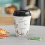 Choice 12 oz. Sleeveless Bean Print Paper Hot Cup and Lid - 100/Case Choice 12 oz. Sleeveless Bean Print Paper Hot Cup and Lid - 100/Case