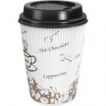 Choice 12 oz. Sleeveless Bean Print Paper Hot Cup and Lid - 100/Case Choice 12 oz. Sleeveless Bean Print Paper Hot Cup and Lid - 100/Case