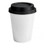 Choice 12 oz. Sleeveless Bean Print Paper Hot Cup and Lid - 100/Case Choice 12 oz. Sleeveless Bean Print Paper Hot Cup and Lid - 100/Case