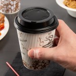 Choice 12 oz. Sleeveless Bean Print Paper Hot Cup and Lid - 100/Case Choice 12 oz. Sleeveless Bean Print Paper Hot Cup and Lid - 100/Case