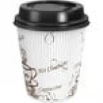 Choice 12 oz. Sleeveless Bean Print Paper Hot Cup and Lid - 100/Case Choice 12 oz. Sleeveless Bean Print Paper Hot Cup and Lid - 100/Case