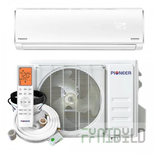 Pioneer Diamante Pro WYT-20 WYT024GLSI20RL High Wall-Mounted Ductless Mini Split AC / Heat Pump System - 21 SEER2, 24,000/24,600 BTU, 208-230V