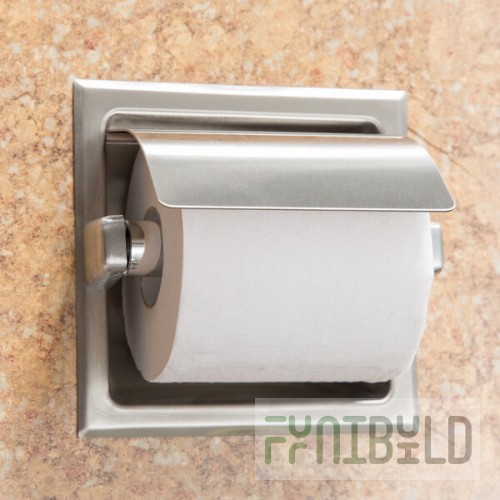 Bobrick B-6697 Recessed Toilet Tissue Dispenser with Stainless Steel Hood and Satin Finish