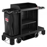 Suncast CCH225A Black High Security Janitor / Housekeeping Cart with Bag, Lockable Hood, and Non-Marring Wall Bumpers Suncast CCH225A Black High Security Janitor / Housekeeping Cart with Bag, Lockable Hood, and Non-Marring Wall Bumpers
