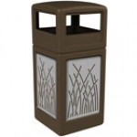 Commercial Zone 732916299 42 Gallon Brown Square Trash Can with Stainless Steel Reed Panels and Dome Lid Commercial Zone 732916299 42 Gallon Brown Square Trash Can with Stainless Steel Reed Panels and Dome Lid