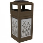 Commercial Zone 732916299 42 Gallon Brown Square Trash Can with Stainless Steel Reed Panels and Dome Lid Commercial Zone 732916299 42 Gallon Brown Square Trash Can with Stainless Steel Reed Panels and Dome Lid