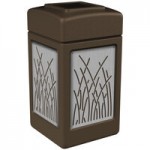Commercial Zone 732916299 42 Gallon Brown Square Trash Can with Stainless Steel Reed Panels and Dome Lid Commercial Zone 732916299 42 Gallon Brown Square Trash Can with Stainless Steel Reed Panels and Dome Lid