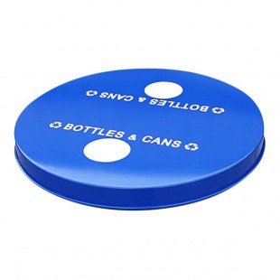 Witt Industries M3601-FTL2H-BL Blue Metal Flat Top Bottle and Can Recycle Lid with Two Holes for EXP Series 48 Gallon Outdoor Trash Can