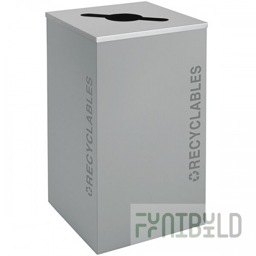 Ex-Cell Kaiser RC-KDSQ-R BT-HMG Black Tie Kaleidoscope Hammered Gray Square 24 Gallon Recyclables Receptacle