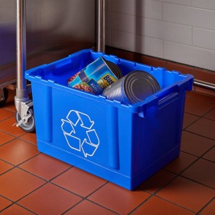 Lavex 14 Gallon Rectangular Blue Curbside Recycling Bin