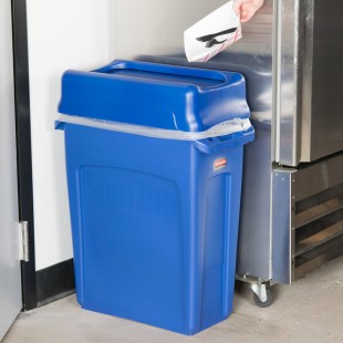 Rubbermaid® Slim Jim 64 Qt. / 16 Gallon Blue Rectangular Trash Can with Blue Drop Shot Lid Rubbermaid® Slim Jim 64 Qt. / 16 Gallon Blue Rectangular Trash Can with Blue Drop Shot Lid