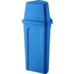 Lavex 21 Gallon Blue Corner Round Waste / Recycling Bin with Blue Push Door Lid Lavex 21 Gallon Blue Corner Round Waste / Recycling Bin with Blue Push Door Lid