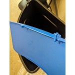 Lavex 21 Gallon Blue Corner Round Waste / Recycling Bin with Blue Push Door Lid Lavex 21 Gallon Blue Corner Round Waste / Recycling Bin with Blue Push Door Lid