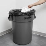Continental 4444GY Huskee 44 Gallon Gray Round Trash Can Continental 4444GY Huskee 44 Gallon Gray Round Trash Can