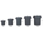 Continental 4444GY Huskee 44 Gallon Gray Round Trash Can Continental 4444GY Huskee 44 Gallon Gray Round Trash Can