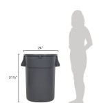 Continental 4444GY Huskee 44 Gallon Gray Round Trash Can Continental 4444GY Huskee 44 Gallon Gray Round Trash Can