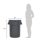 Continental 4444GY Huskee 44 Gallon Gray Round Trash Can Continental 4444GY Huskee 44 Gallon Gray Round Trash Can
