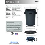 Continental 4444GY Huskee 44 Gallon Gray Round Trash Can Continental 4444GY Huskee 44 Gallon Gray Round Trash Can
