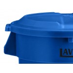 Lavex 32 Gallon Blue Round Commercial Trash Can with Lid and Dolly