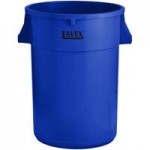Lavex 32 Gallon Blue Round Commercial Trash Can with Lid and Dolly