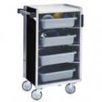 Lakeside 890B Medium-Duty Stainless Steel Enclosed Bussing Cart with Ledge Rods and Black Finish - 17 5/8 Lakeside 890B Medium-Duty Stainless Steel Enclosed Bussing Cart with Ledge Rods and Black Finish - 17 5/8