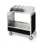 Lakeside 890B Medium-Duty Stainless Steel Enclosed Bussing Cart with Ledge Rods and Black Finish - 17 5/8 Lakeside 890B Medium-Duty Stainless Steel Enclosed Bussing Cart with Ledge Rods and Black Finish - 17 5/8