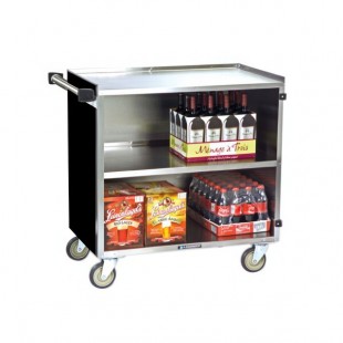 Lakeside 644B 3 Shelf Medium Duty Stainless Steel Utility Cart with Enclosed Base and Black Finish - 22 1/2