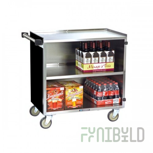 Lakeside 644B 3 Shelf Medium Duty Stainless Steel Utility Cart with Enclosed Base and Black Finish - 22 1/2