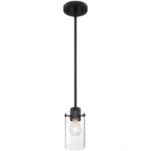 SATCO/NUVO Sommerset 1-Light Mini Pendant Light with Clear Glass and Matte Black Finish - 120V, 60W SATCO/NUVO Sommerset 1-Light Mini Pendant Light with Clear Glass and Matte Black Finish - 120V, 60W
