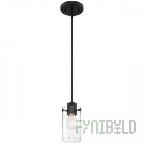 SATCO/NUVO Sommerset 1-Light Mini Pendant Light with Clear Glass and Matte Black Finish - 120V, 60W