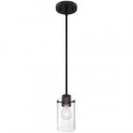 SATCO/NUVO Sommerset 1-Light Mini Pendant Light with Clear Glass and Matte Black Finish - 120V, 60W