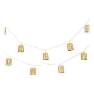 Globe Cordelia Modern 11' LED String Lights with (10) F5 Bulbs and Faux Rattan Lanterns - 30V, 0.41W