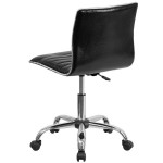 Flash Furniture DS-512B-BK-GG Mid-Back Designer Ribbed Black Leather Office Chair / Task Chair
