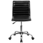 Flash Furniture DS-512B-BK-GG Mid-Back Designer Ribbed Black Leather Office Chair / Task Chair