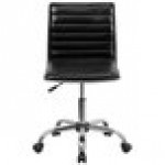Flash Furniture DS-512B-BK-GG Mid-Back Designer Ribbed Black Leather Office Chair / Task Chair