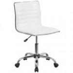 Flash Furniture DS-512B-BK-GG Mid-Back Designer Ribbed Black Leather Office Chair / Task Chair