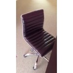 Flash Furniture DS-512B-BK-GG Mid-Back Designer Ribbed Black Leather Office Chair / Task Chair
