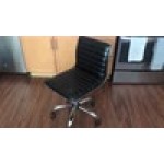 Flash Furniture DS-512B-BK-GG Mid-Back Designer Ribbed Black Leather Office Chair / Task Chair